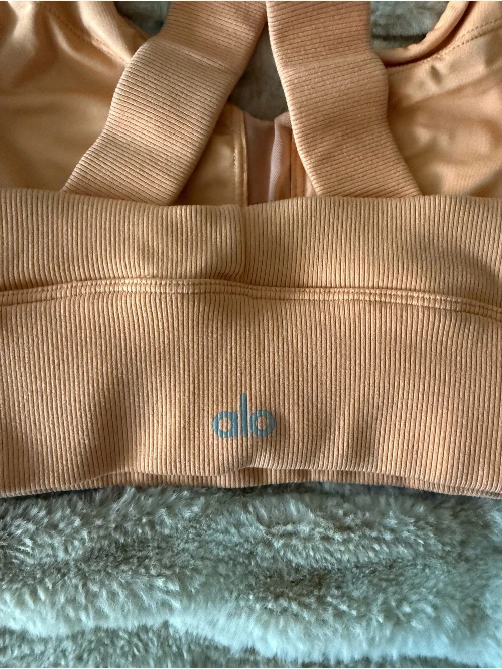 ALO Yoga Peach Ribbed Cross-Back Sports Bra